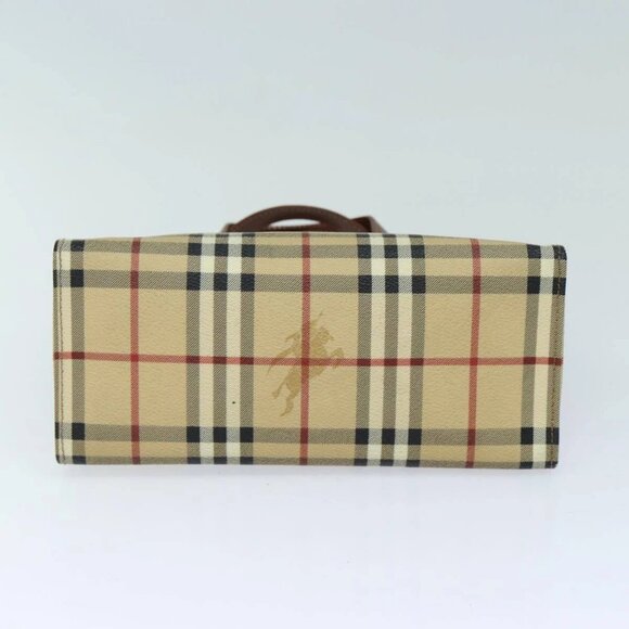 BURBERRY Nova Check Hand Bag PVC Leather Beige Auth - Picture 6 of 16